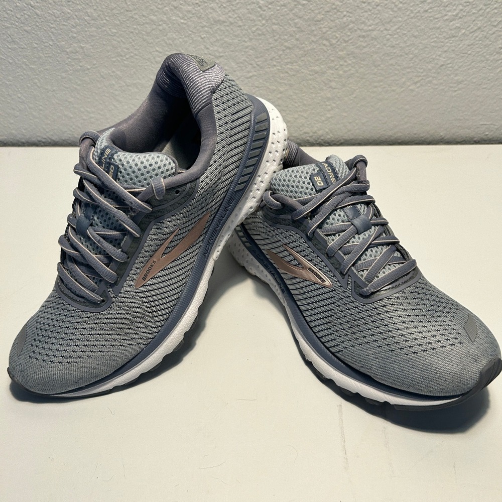 Brooks Adrenaline GTS 20 Womens Running Shoes Grey Rose Gold 1202961B073 Size 8